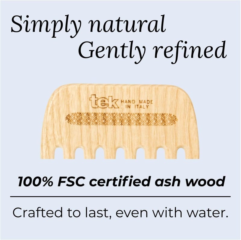 TEK Handmade Ash Wood Afro Hair Comb - Ideal for Curly and Wavy Hair - Image 3